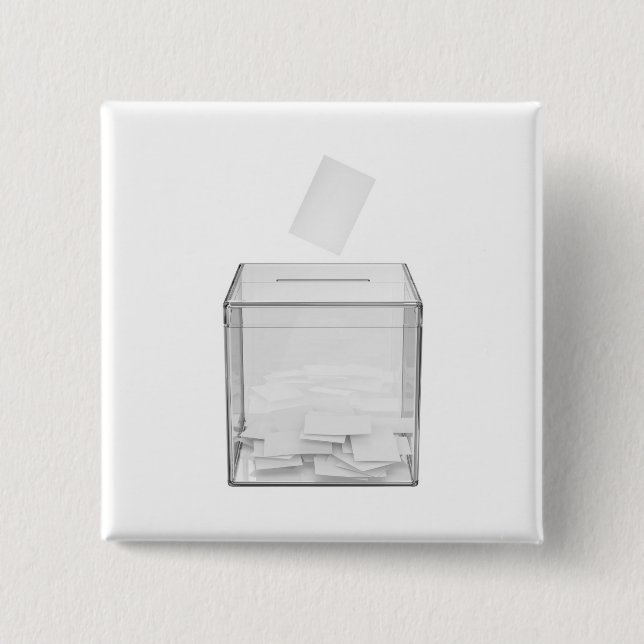Macaron Carré 5 Cm Papier de vote et urne transparente (Devant)