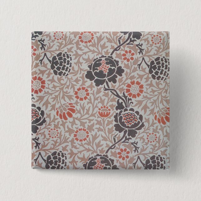 Macaron Carré 5 Cm Papier peint William Morris Flower Grafton (Devant)
