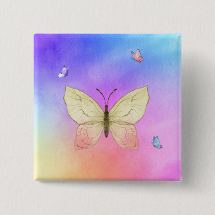 Macaron Carré 5 Cm Papillon aquarelle