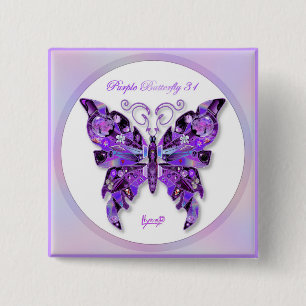 Macaron Carré 5 Cm Papillon violet 31 Bouton