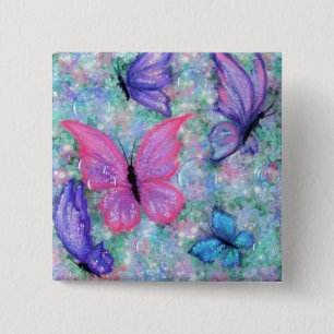 Macaron Carré 5 Cm Papillons colorés Volant - Joie