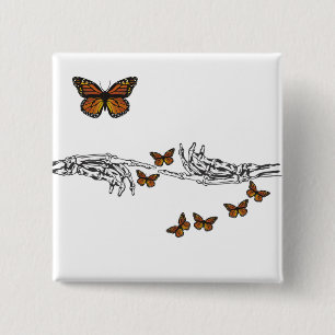 Macaron Carré 5 Cm Papillons et Skeletons