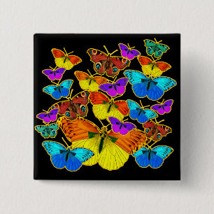 Macaron Carré 5 Cm Papillons ! Papillons !  Bouton