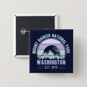 Macaron Carré 5 Cm Parc national du Mont Rainier Washington USA Retro