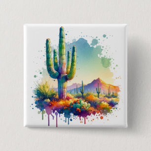 Macaron Carré 5 Cm Parc national du Saguaro Arizona Giant Cactus