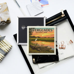 Macaron Carré 5 Cm Parc national vintage des Everglades