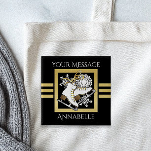 Macaron Carré 5 Cm Parties scintillant en or noir moderne personnalis