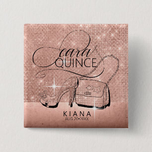 Macaron Carré 5 Cm Parties scintillant et Shine Quinceanera Rose Gold