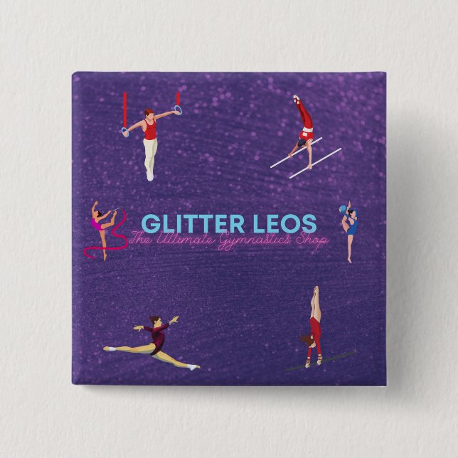 Macaron Carré 5 Cm Parties scintillant Leo's - The Ultimate Gymnastic (Devant)
