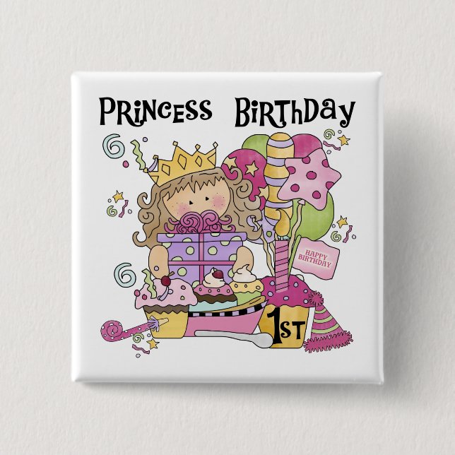 Macaron Carré 5 Cm Party Princess 1er Anniversaire t-shirts et cadeau (Devant)
