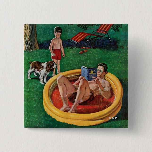 Macaron Carré 5 Cm Patauger la piscine (Devant)