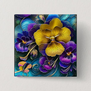 Macaron Carré 5 Cm Patch de Pansy Gold et Purple