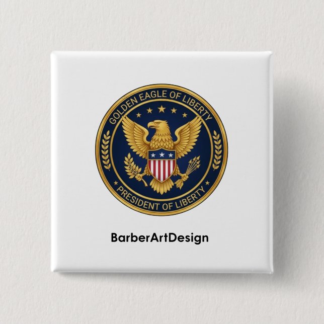 Macaron Carré 5 Cm Patriotic Barber Unity Shield - Professional Round (Devant)