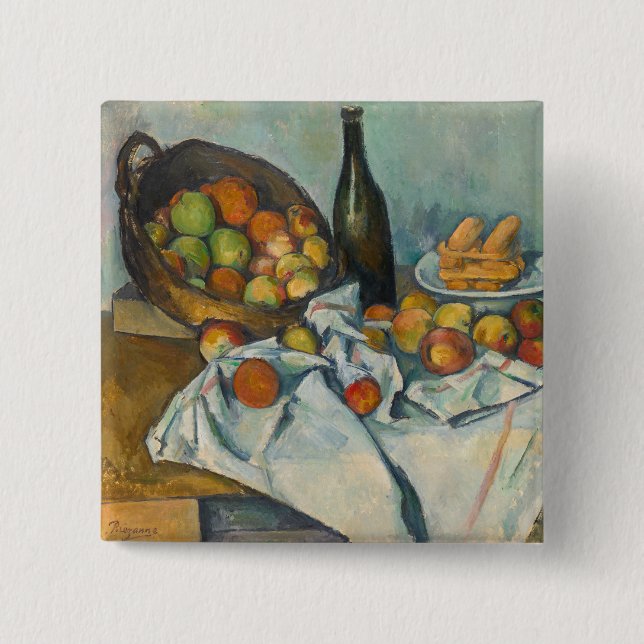 Macaron Carré 5 Cm Paul Cezanne - Le panier des pommes (Devant)