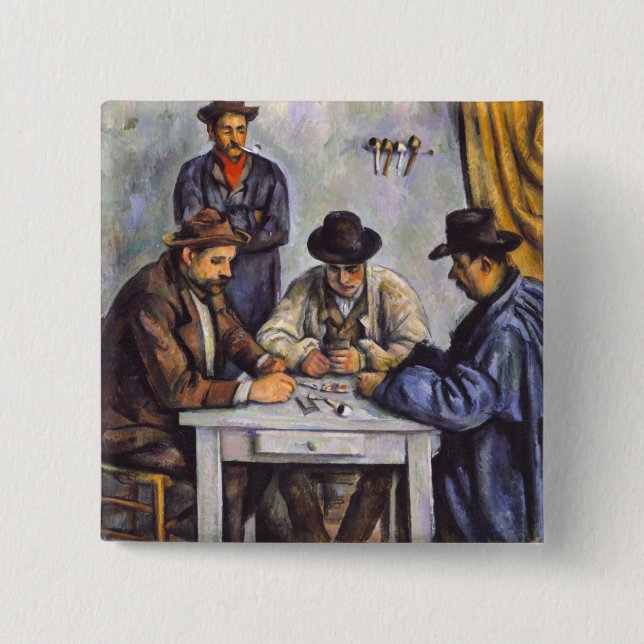 Macaron Carré 5 Cm Paul Cezanne - Les Joueurs De Cartes (Devant)