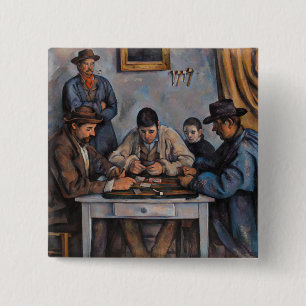 Macaron Carré 5 Cm Paul Cezanne - Les Joueurs De Cartes