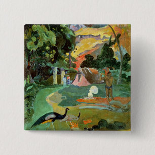 Macaron Carré 5 Cm Paul Gauguin   Matamoe ou, paysage avec des paons