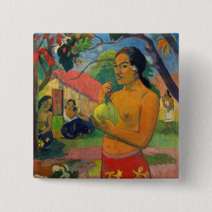 Macaron Carré 5 Cm Paul Gauguin - Une femme tenant un fruit