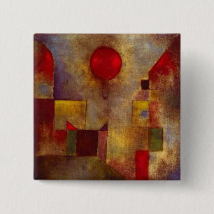 Macaron Carré 5 Cm Paul Klee Ballons rouges Art coloré Abstrait
