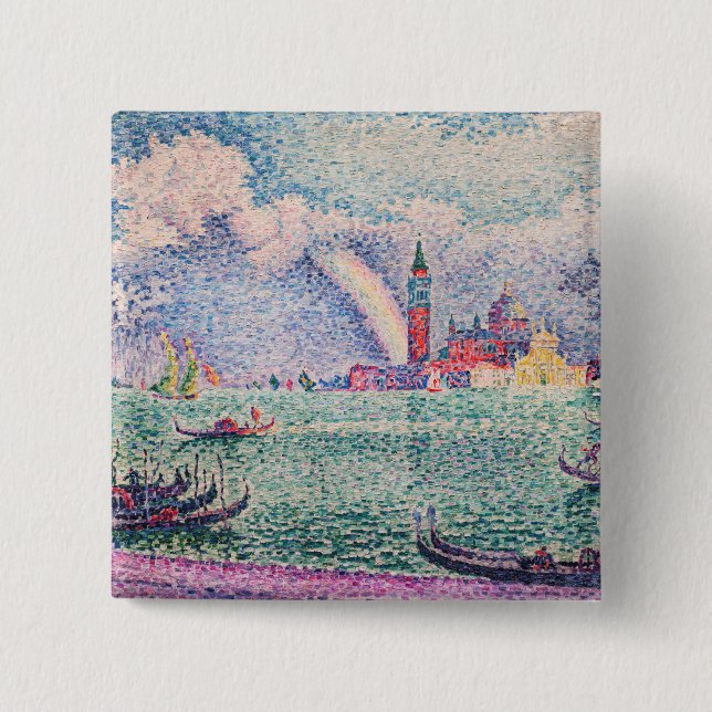 Macaron Carré 5 Cm Paul Signac - Arc-en-ciel, Venise (Devant)