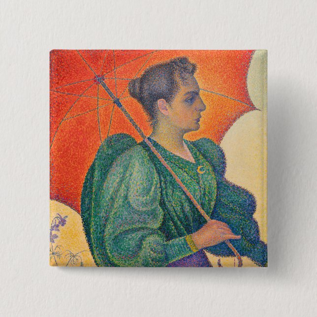 Macaron Carré 5 Cm Paul Signac - Femme avec un parasol (Devant)