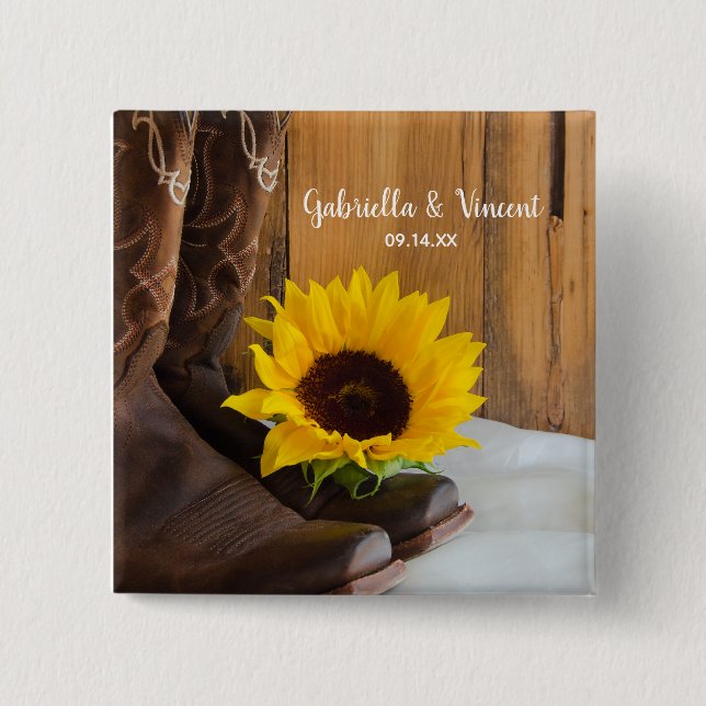Macaron Carré 5 Cm Pays Sunflower Mariage Ouest (Devant)