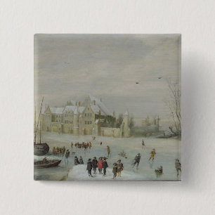 Macaron Carré 5 Cm Paysage 2 d'hiver