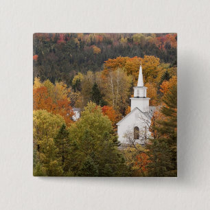Macaron Carré 5 Cm Paysage d'automne avec église, Vermont, États-Un