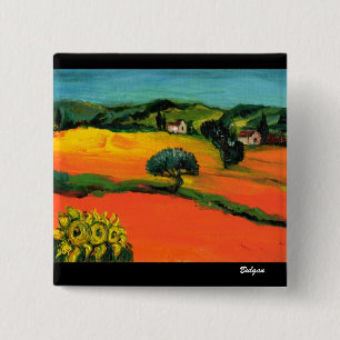MACARON CARRÉ 5 CM PAYSAGE DE TOSCANE AVEC TOURNESOLS