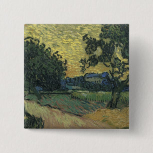 Macaron Carré 5 Cm Paysage de Van Gogh au crépuscule