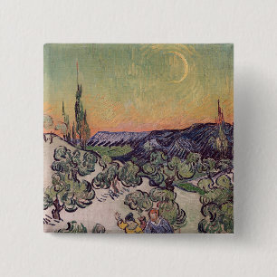 Macaron Carré 5 Cm Paysage éclairé par la lune de Vincent van Gogh  ,