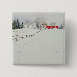 Macaron Carré 5 Cm Paysage enneigé aquarelle