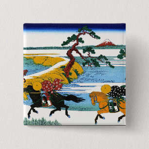 Macaron Carré 5 Cm Paysage oriental frais de vue de Hokusai Fuji de