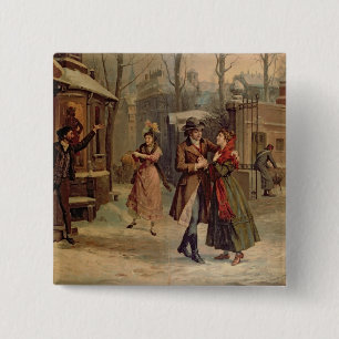 Macaron Carré 5 Cm Paysage pour la scène avec Mimi et Rodolfo