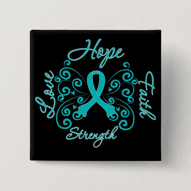 Macaron Carré 5 Cm PCOS Hope Motto Papillon (Devant)
