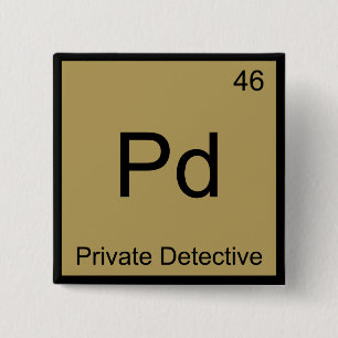 Macaron Carré 5 Cm Pd - Détective Privé Symbole d'Élément de Chimie
