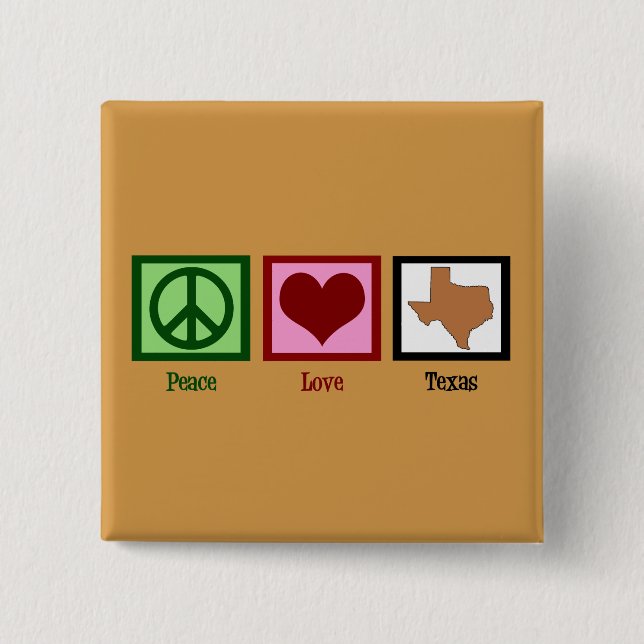 Macaron Carré 5 Cm Peace Love Texas (Devant)