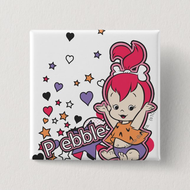 Macaron Carré 5 Cm PEBBLES™ Coeur pourpre (Devant)