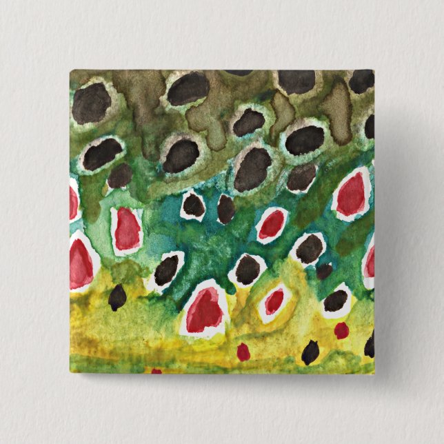 Macaron Carré 5 Cm Pêche Brown à la truite (Devant)