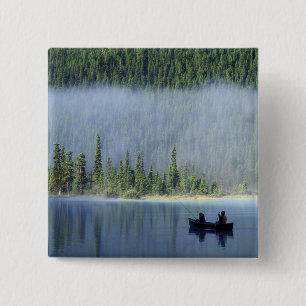 Macaron Carré 5 Cm Pêche des garçons au lac Waterfowl, Banff Nation