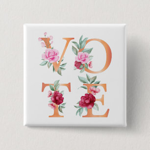 Macaron Carré 5 Cm Pêcher Floral Élégante Feminine Go Vote