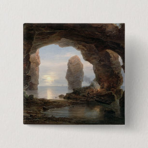 Macaron Carré 5 Cm Pêcheur dans une grotte, Helgoland, 1850 (l'huile