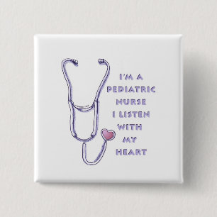 Macaron Carré 5 Cm Pediatric Nurse Heart custom name pin