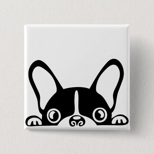 Macaron Carré 5 Cm Peeking french bulldog (Devant)