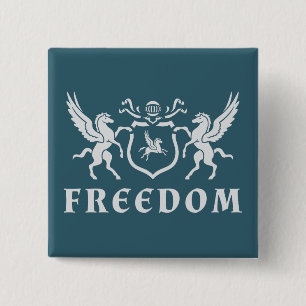 Macaron Carré 5 Cm Pegasus blanc héraldique