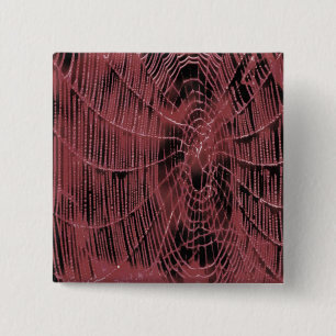 Macaron Carré 5 Cm Peinture Abstraite D'Un Cobweb Magenta Rose