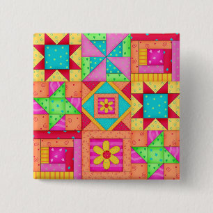 Macaron Carré 5 Cm Peinture colorée Quilt 9 Pins d'art bloc
