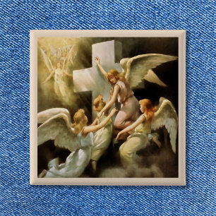 Macaron Carré 5 Cm Peinture d'anges vintage Rock of Ages