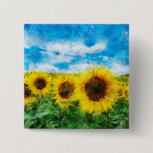 Macaron Carré 5 Cm Peinture de tournesols