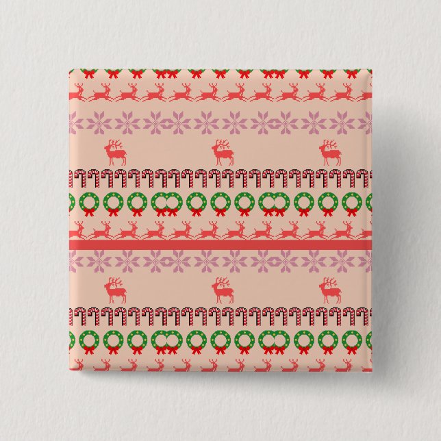 Macaron Carré 5 Cm Peinture moderne d'arbre de Noël coloré  (Devant)